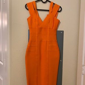 Orange banded dress.